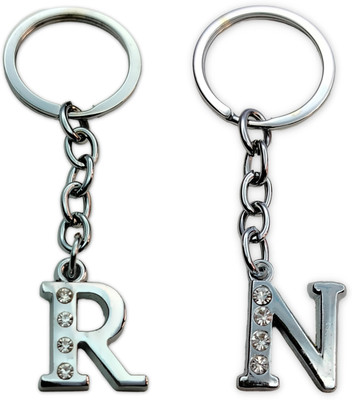 swagtreg R & N Alphabet Keychain Combo Pack of 2 | Beautiful Stone keyring for Bag, Gifts Key Chain