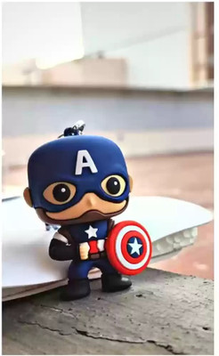 WorldForU Cute Avengers Captain America 3D Silicone Miniature Key Chain