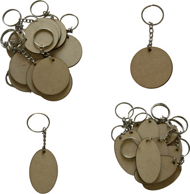 Ecomology Pack of 50 (25Round & 25Oval) 2 Shape Key Chains with Ring (50 x 50) mm Key Chain