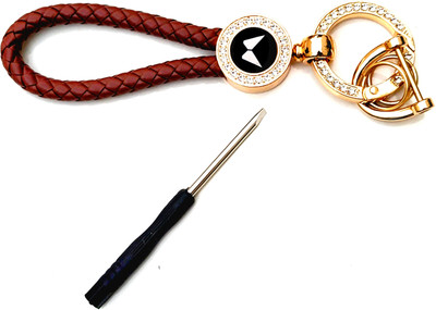 ADOREAL Mahindra Keychain And Keyring Brown Rope Golden Ring Key Chain