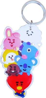 KARBD BT21 BTS K Pop Band Characters Rubber Key Ring Animated Cartoon Merchandise Key Chain