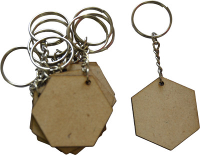 Ecomology 20 Pcs Hexagon Shape Key Chains with Ring (50 x 50) mm All Type of Craft Key Chain
