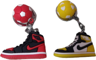 365 Degree Pack of 2 Shoe Silicon Rubber 3D Keychain for Bikes and Lockers (Multicolor) Key Chain