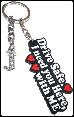 Meeko.com J letter with Drive Safe Rubber key chain 0J Premium Key Chain