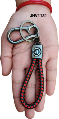 JNV Handwoven Leather Keychain Compatible With Ather Electric Scooty (Black & Red) Key Chain