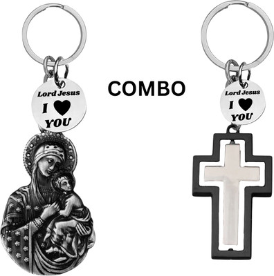 M Men Style Lord Jesus Keychain Combo– Sacred Heart Religious Keyring Set SkeyCom640-676 Key Chain