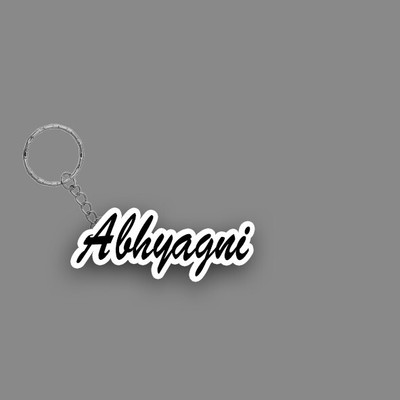 SY Gifts SYG Abhyagni Name Keychain White And Black Key Chain