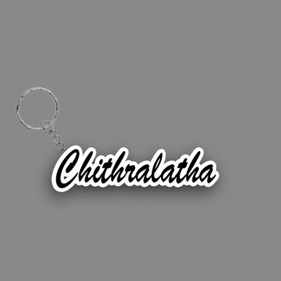 SY Gifts SYG Chithralatha Name Keychain White And Black Key Chain