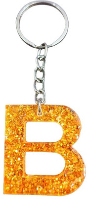 IG Crafter Handmade Ultra Shiny Orange Glitter made B Alphabet Key Chain