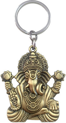 PEARLISH Ganesh Ji Solid Metal (Golden) Keychain Key Chain