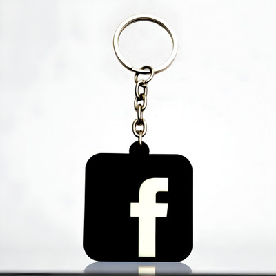 swagtreg Stylish Facebook Logo Keychain for Men & Women | Funky Black Social Media Theme Key Chain