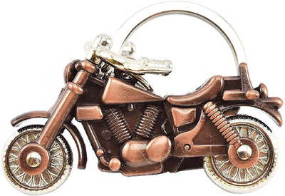kd collections KD-296 Avenger Royal Enfield Cruiser Bike Metal Keychain With Rotating Wheels and Movable Handlebar|Copper Color Key Chain