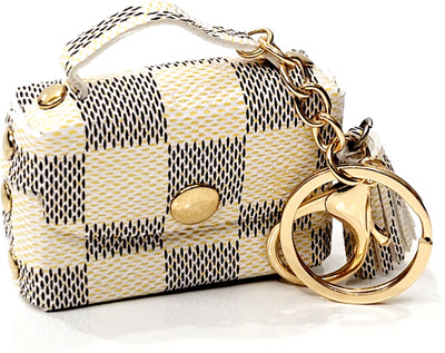 ADOREAL MINI BAG KEYCHAIN WITH GOLD CHAIN WHITE COLOR FOR CAR BIKE AND GIFTING Key Chain