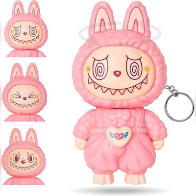 SIOPAWORLD Face Changing Keychain with 3 Expressions Labubu Doll 3D Cartoon Toy Gift- 1pcs Key Chain