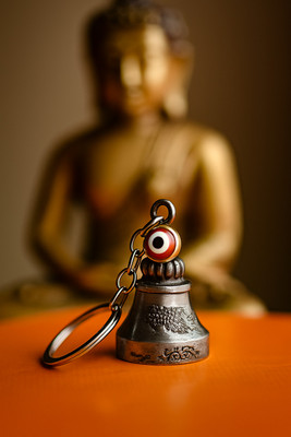 vcom Guardian Blessing Bell Metal Silver Keychain for Bike, Car , Home & Gifting Key Chain