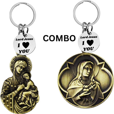 M Men Style Lord Jesus Keychain Combo– Sacred Heart Religious Keyring Set SkeyCom639-627 Key Chain