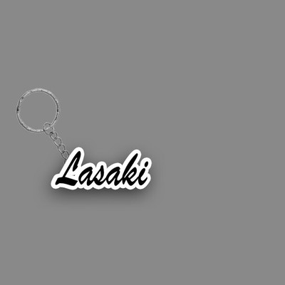 SY Gifts SYG Lasaki Name Keychain White And Black Key Chain