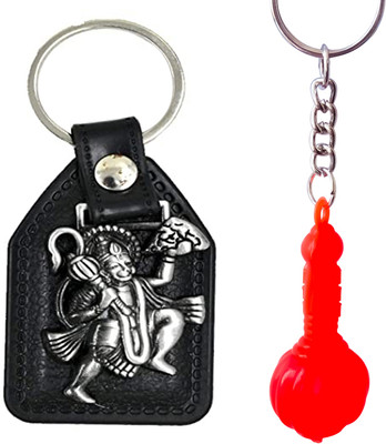 Meeko.com Leather Hanuman metal with Gadda key chain Key Chain