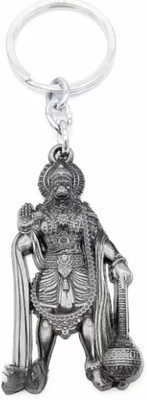 WHITE POPCORN Shri Ram Bhagat Lord Honuman Ji Silver Keychain Key Chain