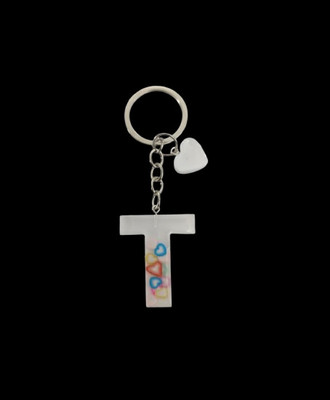 NEHIK ENTERPRISE Resin Keychain Letter T Heart White Key Chain