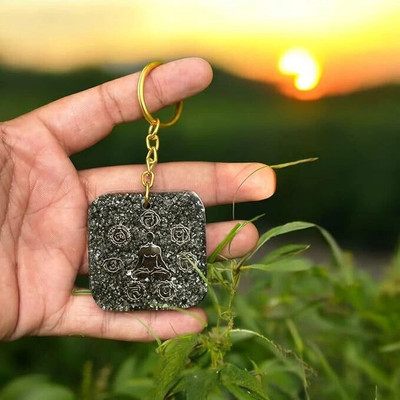 Dhviti Pyrite Keychain Metallic Crystal Accessory for Good Luck and Prosperity Key Chain