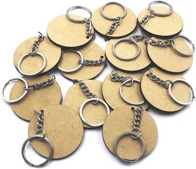 Ecomology Set of 10 Pcs Round & Rectangle 2 Shapes Key Chain (2.16 x 2.16) Inch | MDF Art Key Chain