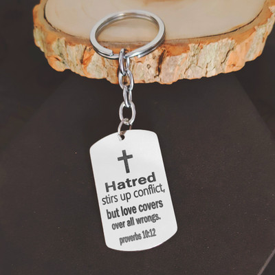 Shiv Jagdamba Dog Tag Keychain for Men Bible Verse Cross LCShivKey202325 Key Chain