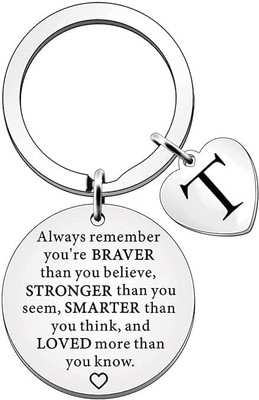 Artisans Crafted Inspirational Quote Keychain – Motivational Engraved Charm with Heart Pendant Key Chain