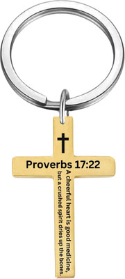 Sullery Bible Verse Keychain Christian Cross Gold Proverbs 17:22 SulleryKey202582 Key Chain