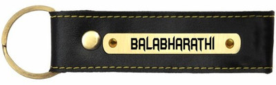 SY Gifts Balabharathi Name Black Leather Keychain Key Chain