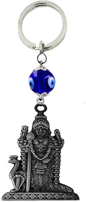 AFH South Indian Lord Murugan Kartikeya Grey Evil Eye Key Chain for Men and Women Key Chain