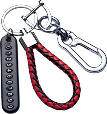 Augen Car Keychains With Phone Number Tag Metal Keychain Double Pendant Keyring Key Chain