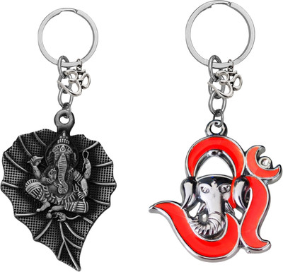 M Men Style Lord Ganesha Om Metal Key Ring – Keychain for Car, Bike & Office Skey591-619 Key Chain