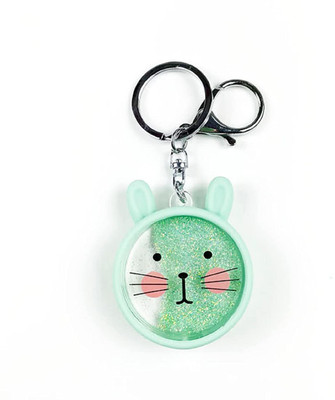 gtrp Round Glitter Green Keychain For Gifting With Key Ring Anti-Rust (Pack Of 1) Key Chain