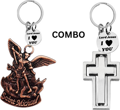 M Men Style Double-Sided Saint Michael Keychain – Jesus Christ Key Ring Medal Com647-675 Key Chain