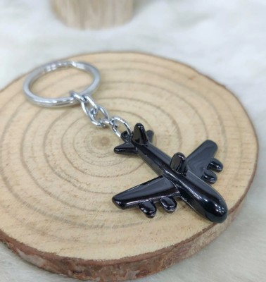 Deethyas Fashion Aero Plane 3D Model Design Beautiful Black Coated Metal Key Chain