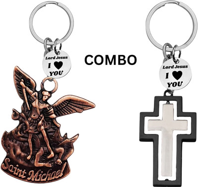 M Men Style Double-Sided Saint Michael Keychain – Jesus Christ Key Ring Medal Com647-676 Key Chain