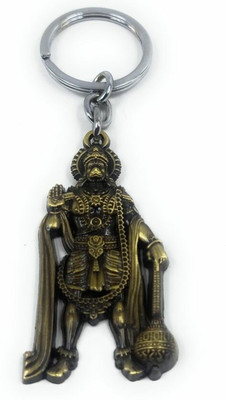 gtrp keychain-Metal Baktha Hanuman golden Colour For Fans Design Key Chain