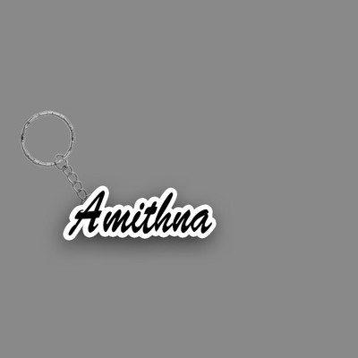 SY Gifts SYG Amithna Name Keychain White And Black Key Chain