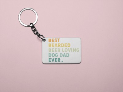 Rushaan Best bearded beer loving dog dad -Printed Acrylic Keychain (Pack Of 2) Key Chain