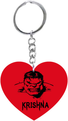 JKmaa Krishna,Name Beautifull Heart Shape Arclic wood Keychain Key Chain