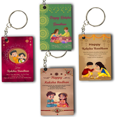ASvik Creation 02 Raksha Bandhan Gift Keychain for Brother & Sister Set Of 4 Key Chain