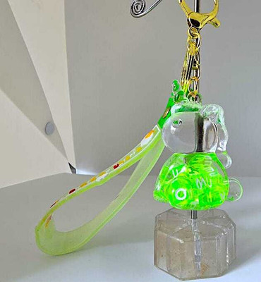 OFM Beautiful Unicorn Premium Transparent Key Ring - Green With Belt & Buckle Key Chain