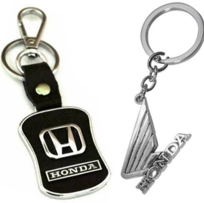 JAINSON MARTIN Combo of Honda Leather Keychain & Honda wings metal logo keychain Key Chain