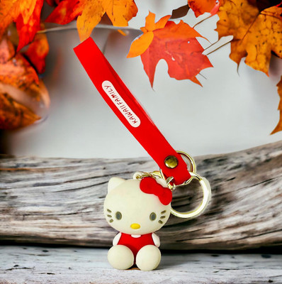 GKM Hello Kitty sitting 3D pvc charm strap keychain for men & woman Key Chain