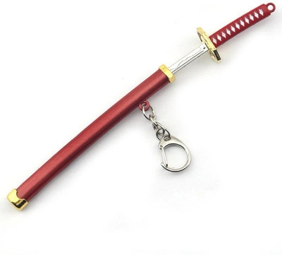 SHRI JI Metal Samurai Sword With Metal Cover Red Key Chain
