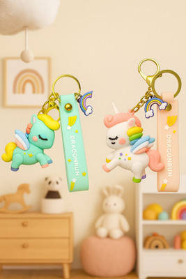 Wonderwhimzy Combo of 2 Silicone Rubber 3D Keychain for Girls Cute Rubber Keyring Key Chain