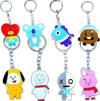 KARBD BT21 BTS K Pop Band Characters Metal Animated Key Ring Merchandise Set of 8 Key Chain