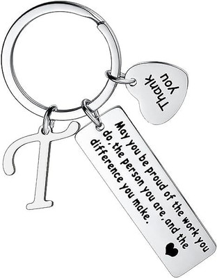 Artisans Crafted Thank You Keychain With Initial Letter Pendant T Key Chain
