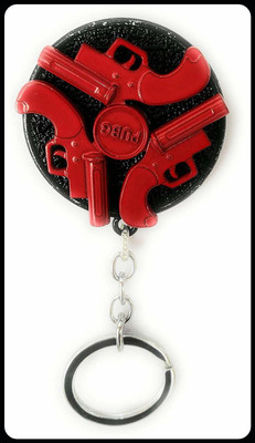 gtrp Trendy-3 Red Gun Spinning Metal PUBG Flare Gun Key Chain Key Chain
